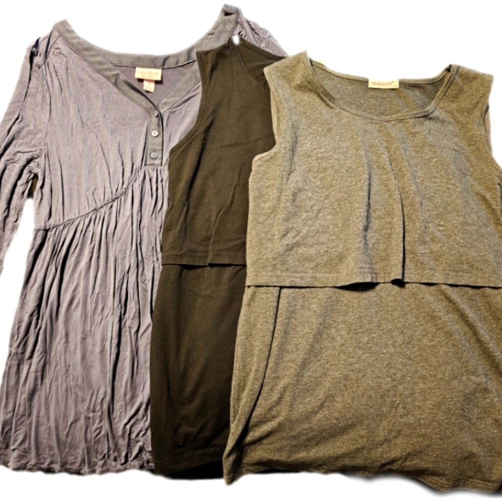 Isabel Maternity 3/4 sleeve Blouse & 2 Smallshow Nursing Tank Tops
